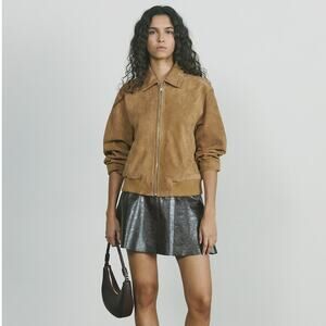 Reiss Gia Suede Zip Through Bomber Jacket